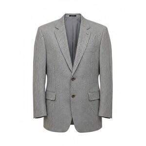 Ralph Ralph‎ Lauren Blazer Sport Coat Mens 44L Black Cream Blue Houndstooth Silk